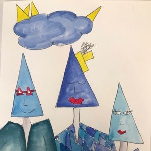 Original water color. Shape people illustration - from my studio
